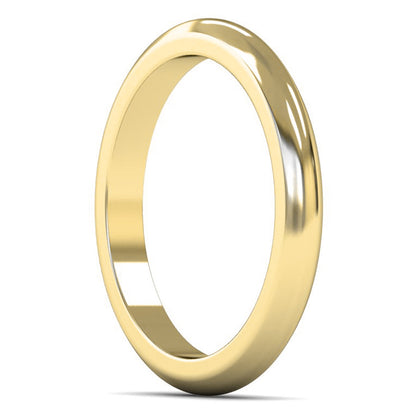 9ct Yellow Fairtrade Gold 2.5mm Heavy Weight D Shape Wedding Ring