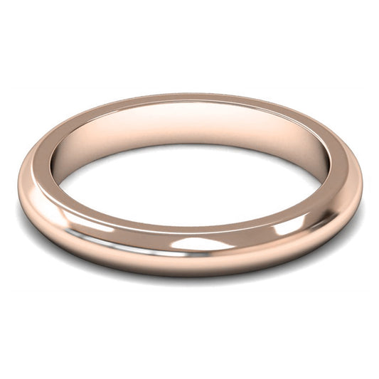 14ct Rose Gold 3mm Heavy Weight D Shape Wedding Ring
