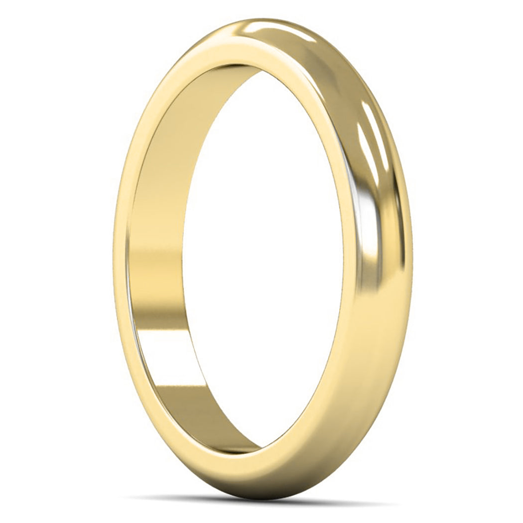 14ct Yellow Fairtrade Gold 3mm Heavy Weight D Shape Wedding Ring