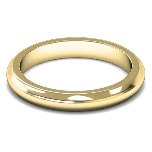 18ct Yellow Gold 3mm Heavy Weight D Shape Wedding Ring