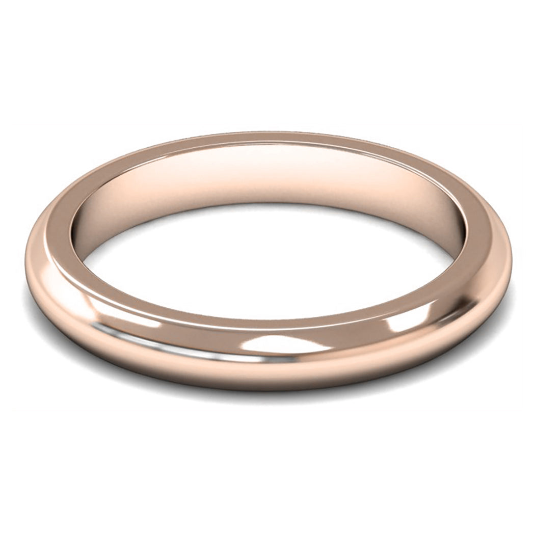 9ct Rose Gold 3mm Heavy Weight D Shape Wedding Ring
