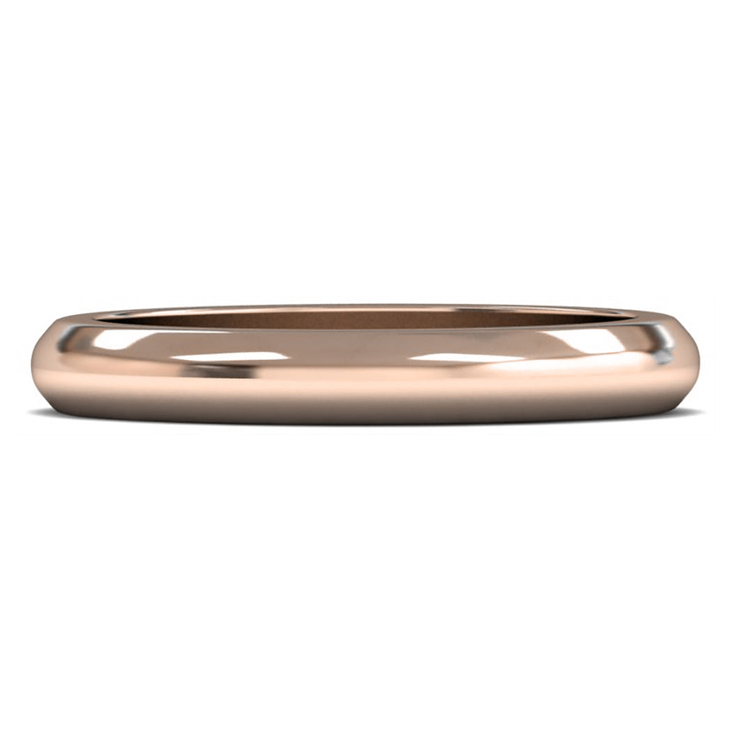 9ct Rose Gold 3mm Heavy Weight D Shape Wedding Ring