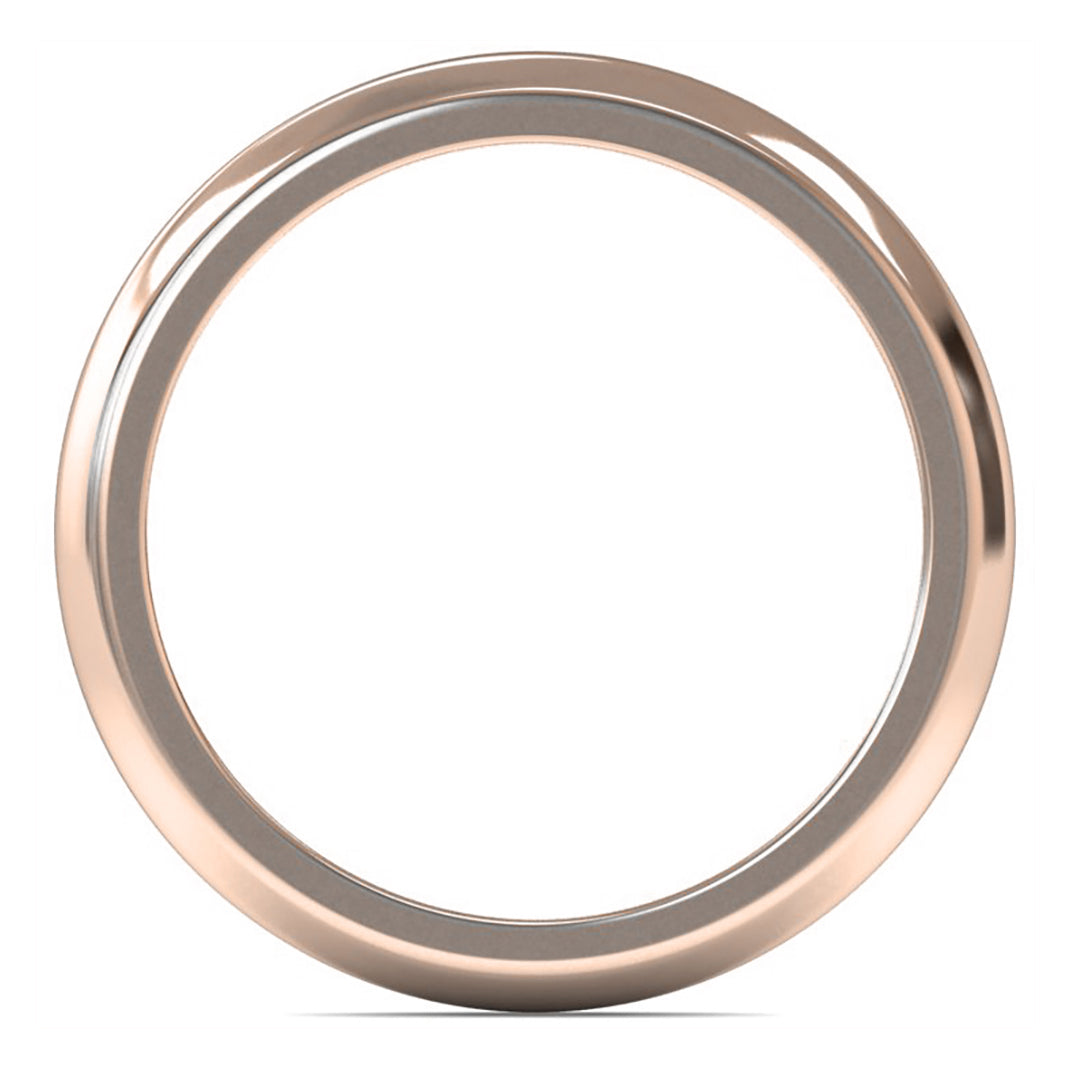 9ct Rose Gold 3mm Heavy Weight D Shape Wedding Ring