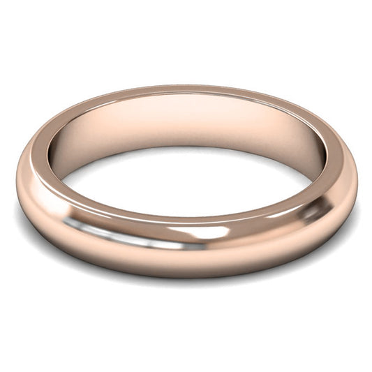 18ct Rose Gold 4mm Heavy Weight D Shape Wedding Ring