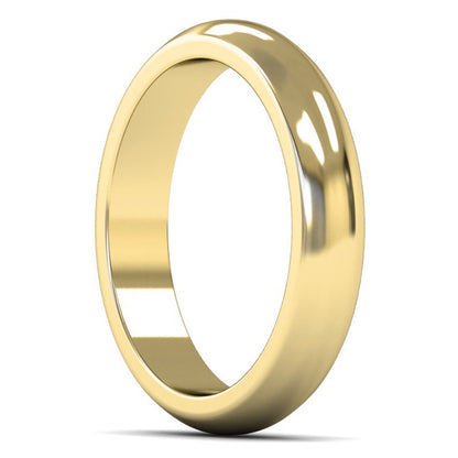 18ct Yellow Gold 4mm Heavy Weight D Shape Wedding Ring