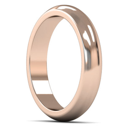 9ct Rose Gold 4mm Heavy Weight D Shape Wedding Ring
