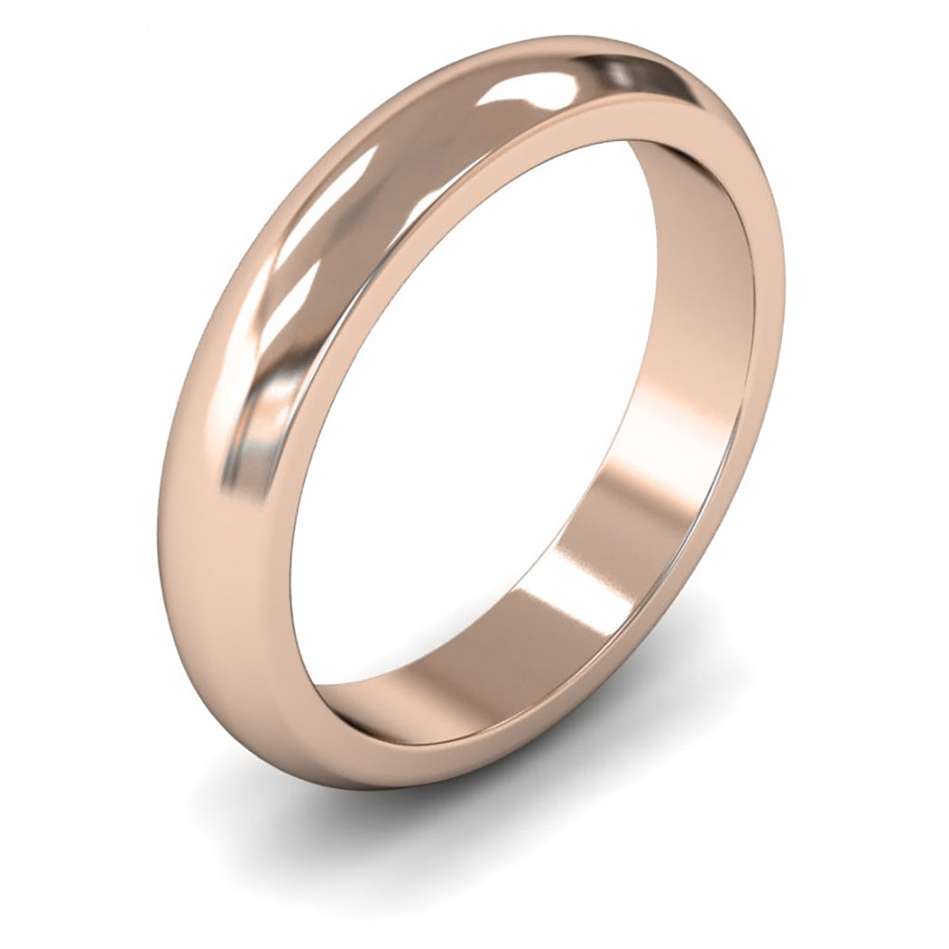 9ct Rose Gold 4mm Heavy Weight D Shape Wedding Ring
