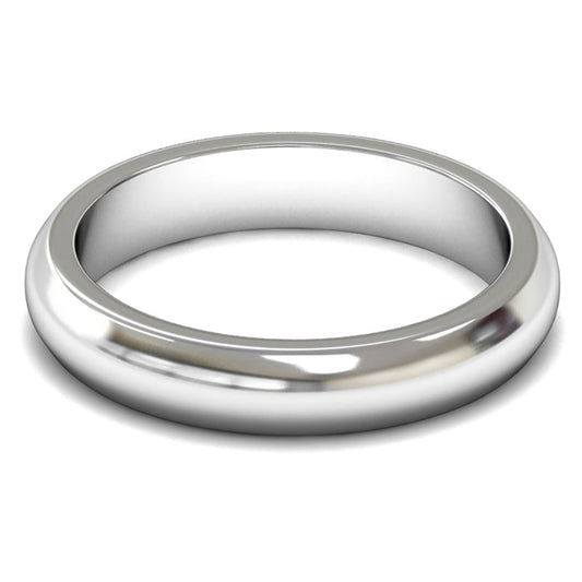 9ct White Fairtrade Gold 4mm Heavy Weight D Shape Wedding Ring