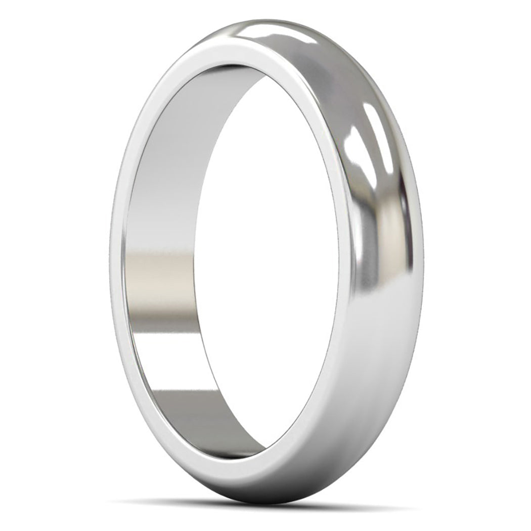 Palladium 950 4mm Heavy Weight D Shape Wedding Ring