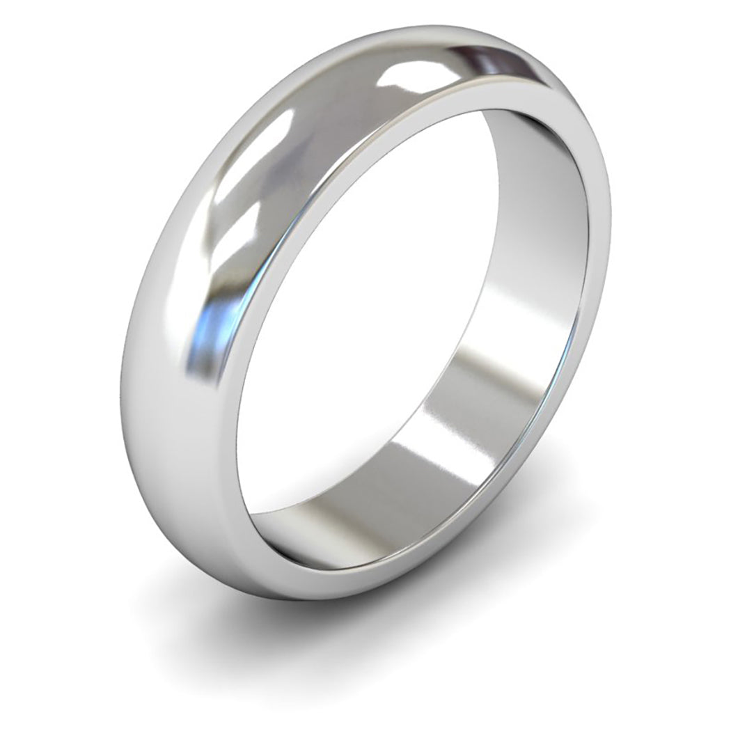 14ct White Fairtrade Gold 5mm Heavy Weight D Shape Wedding Ring