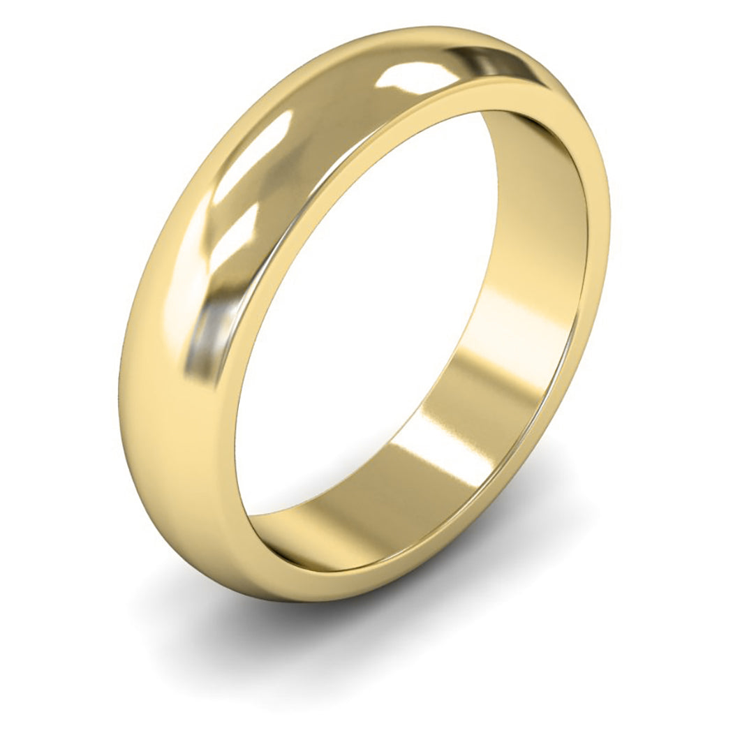 14ct Yellow Fairtrade Gold 5mm Heavy Weight D Shape Wedding Ring