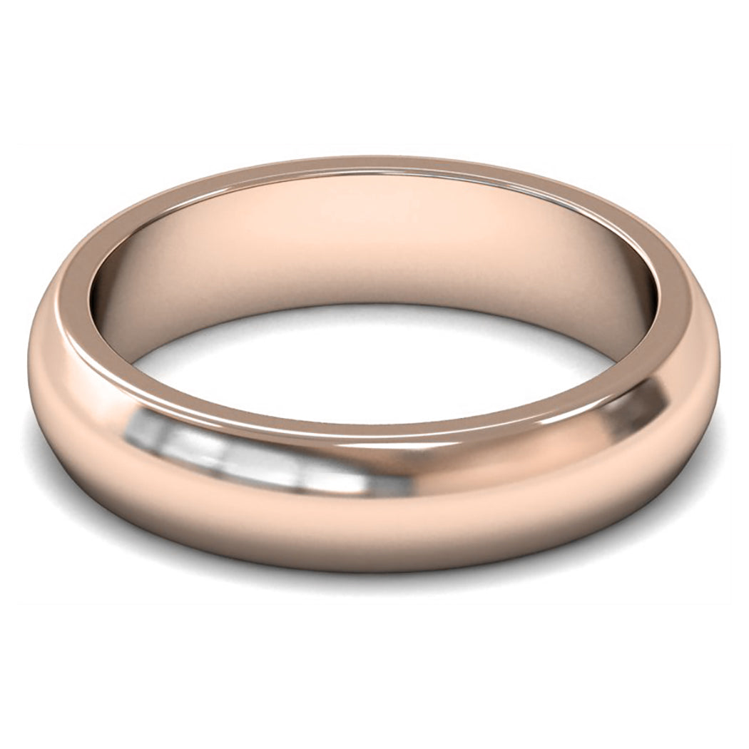 18ct Rose Gold 5mm Heavy Weight D Shape Wedding Ring