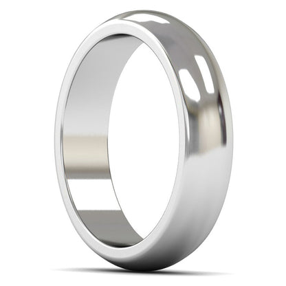 18ct White Fairtrade Gold 5mm Heavy Weight D Shape Wedding Ring