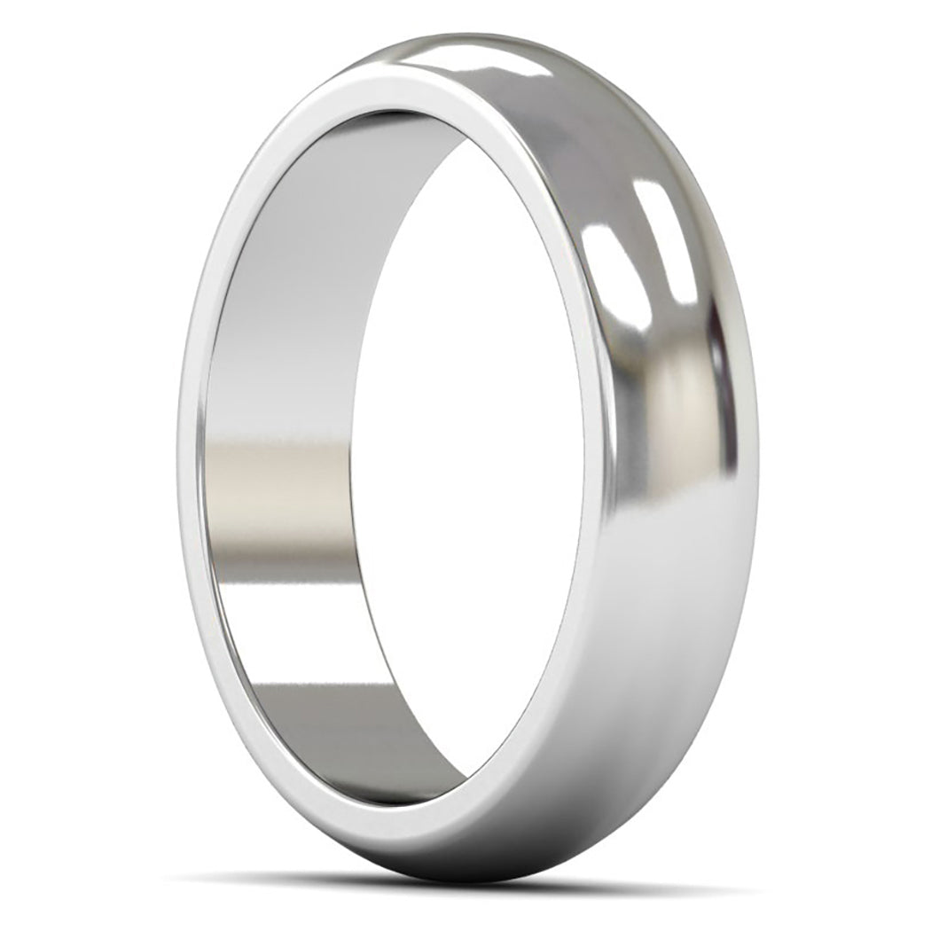 Palladium 500 5mm Heavy Weight D Shape Wedding Ring