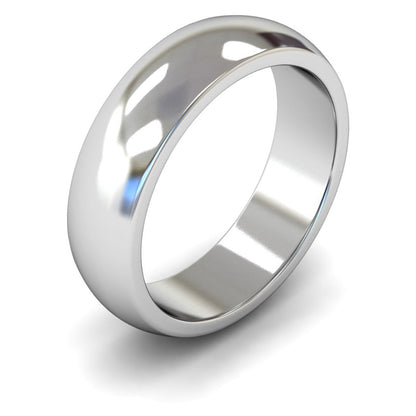 14ct White Gold 6mm Heavy Weight D Shape Wedding Ring