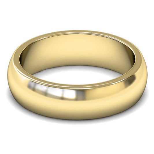 14ct Yellow Gold 6mm Heavy Weight D Shape Wedding Ring