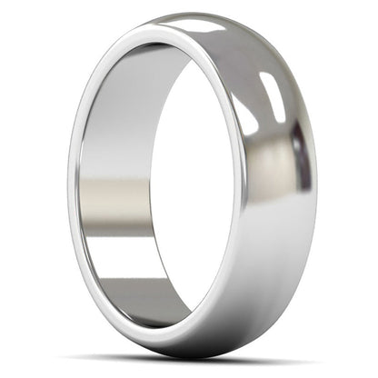 18ct White Gold 6mm Heavy Weight D Shape Wedding Ring