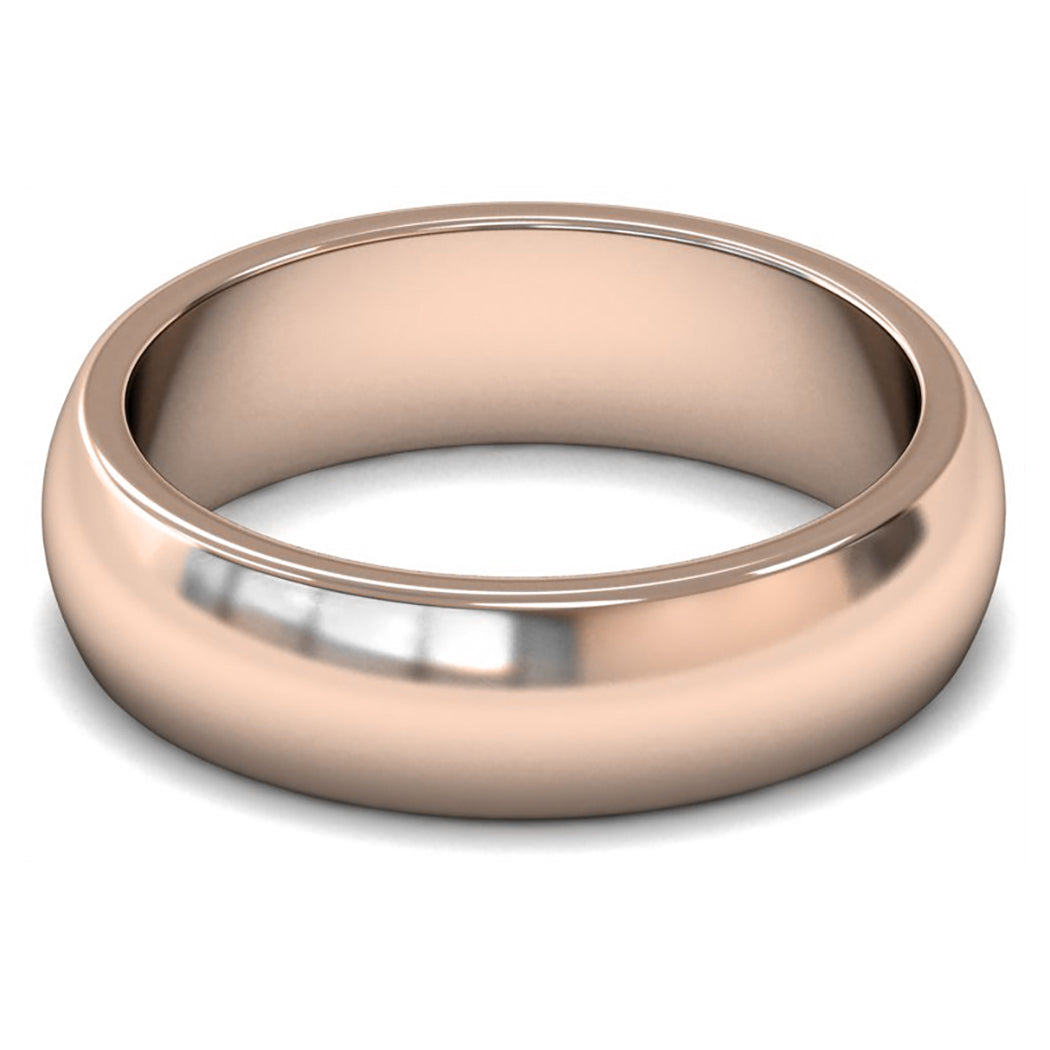 9ct Rose Gold 6mm Heavy Weight D Shape Wedding Ring