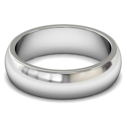 9ct White Gold 6mm Heavy Weight D Shape Wedding Ring