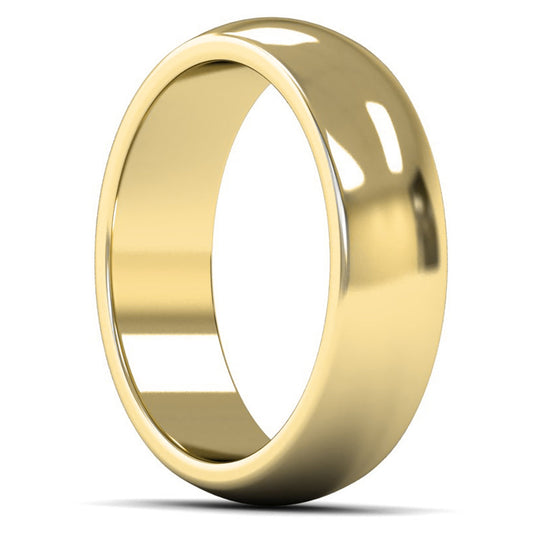 9ct Yellow Gold 6mm Heavy Weight D Shape Wedding Ring