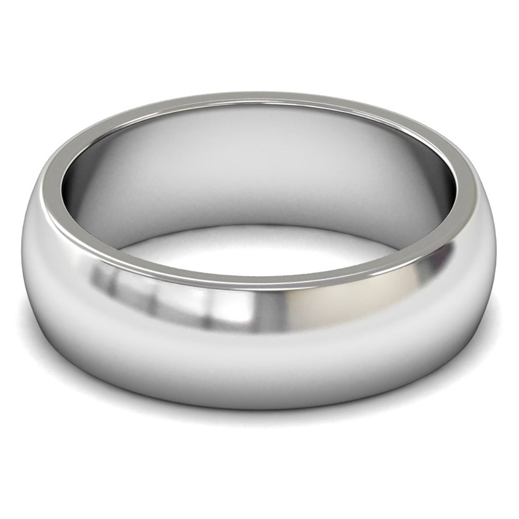 14ct White Gold 7mm Heavy Weight D Shape Wedding Ring