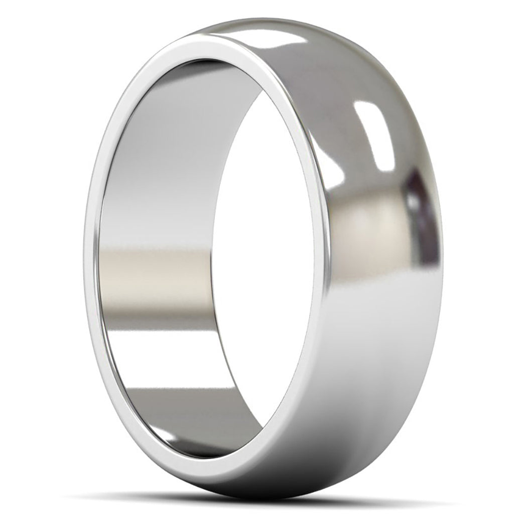 14ct White Gold 7mm Heavy Weight D Shape Wedding Ring