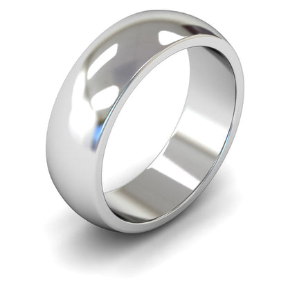 14ct White Gold 7mm Heavy Weight D Shape Wedding Ring