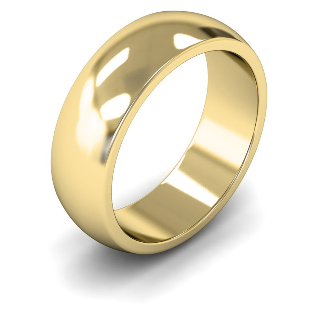 14ct Yellow Gold 7mm Heavy Weight D Shape Wedding Ring