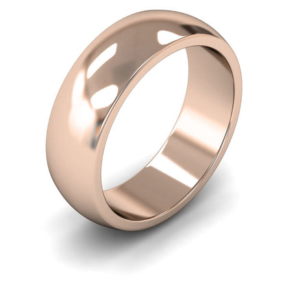 18ct Rose Gold 7mm Heavy Weight D Shape Wedding Ring