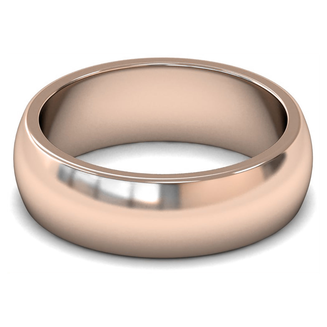 9ct Rose Gold 7mm Heavy Weight D Shape Wedding Ring