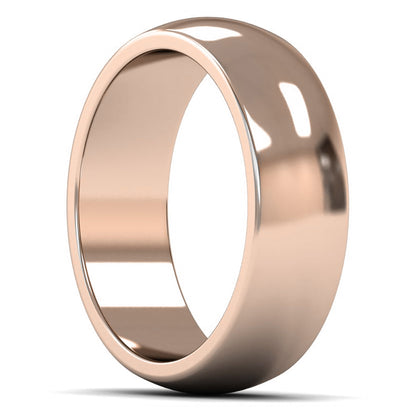 9ct Rose Gold 7mm Heavy Weight D Shape Wedding Ring