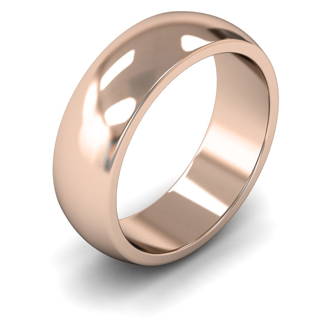 9ct Rose Gold 7mm Heavy Weight D Shape Wedding Ring