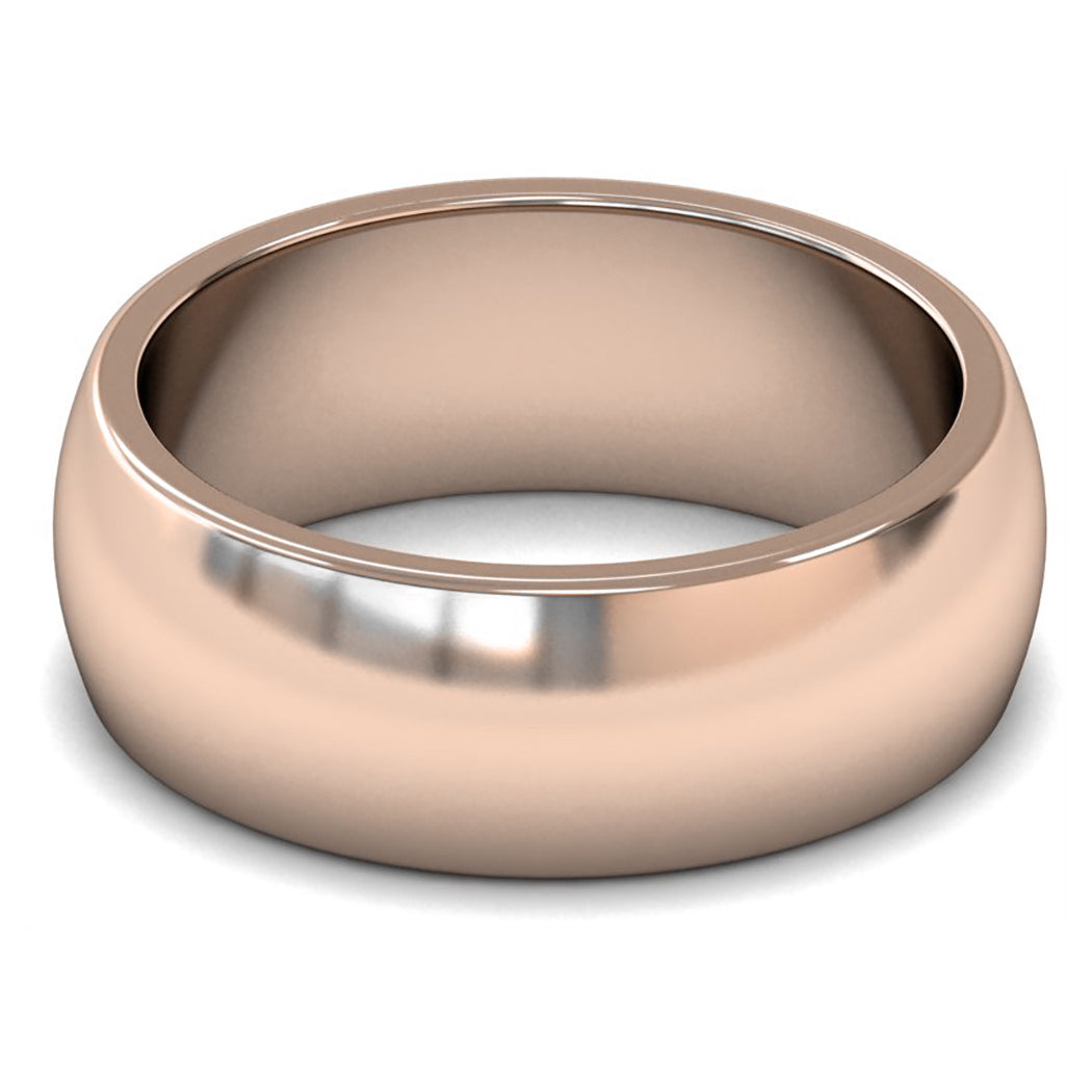14ct Rose Gold 8mm Heavy Weight D Shape Wedding Ring