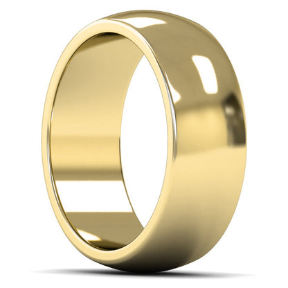 14ct Yellow Fairtrade Gold 8mm Heavy Weight D Shape Wedding Ring