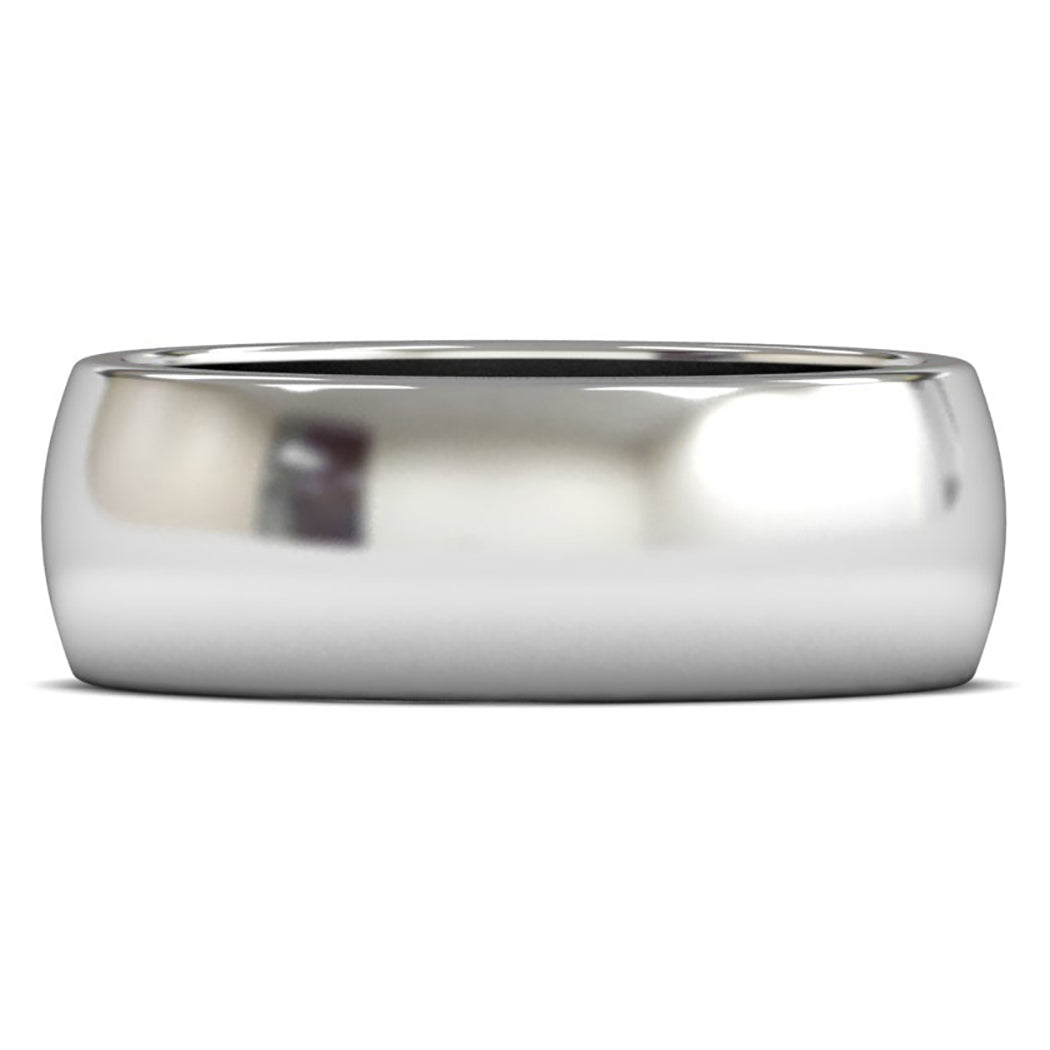 18ct White Fairtrade Gold 8mm Heavy Weight D Shape Wedding Ring