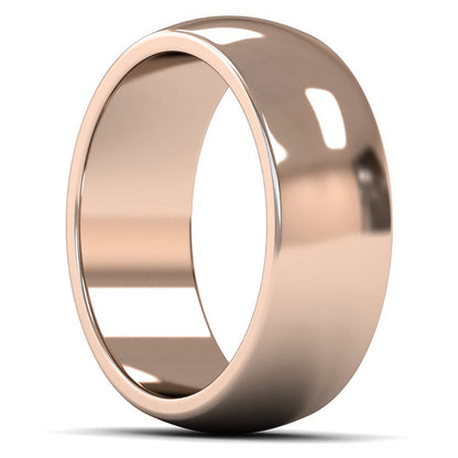 9ct Rose Fairtrade Gold 8mm Heavy Weight D Shape Wedding Ring