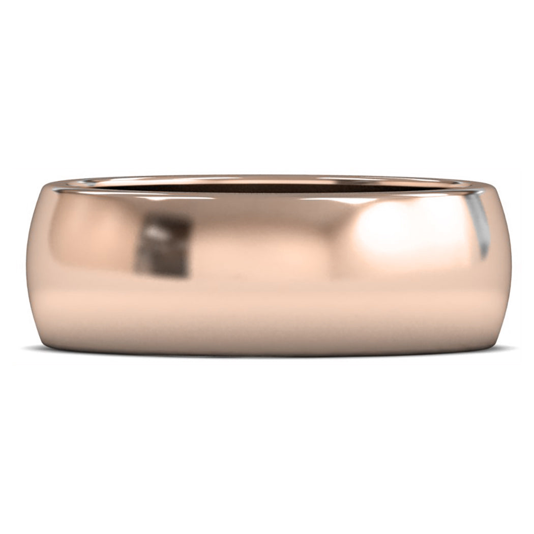 9ct Rose Gold 8mm Heavy Weight D Shape Wedding Ring