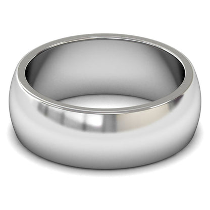 9ct White Fairtrade Gold 8mm Heavy Weight D Shape Wedding Ring