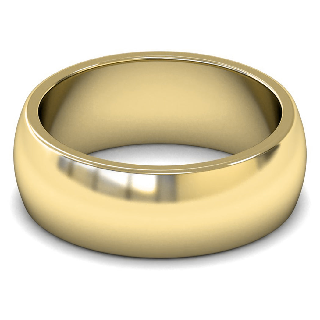9ct Yellow Gold 8mm Heavy Weight D Shape Wedding Ring