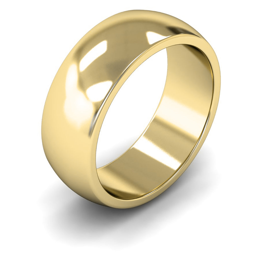 9ct Yellow Gold 8mm Heavy Weight D Shape Wedding Ring