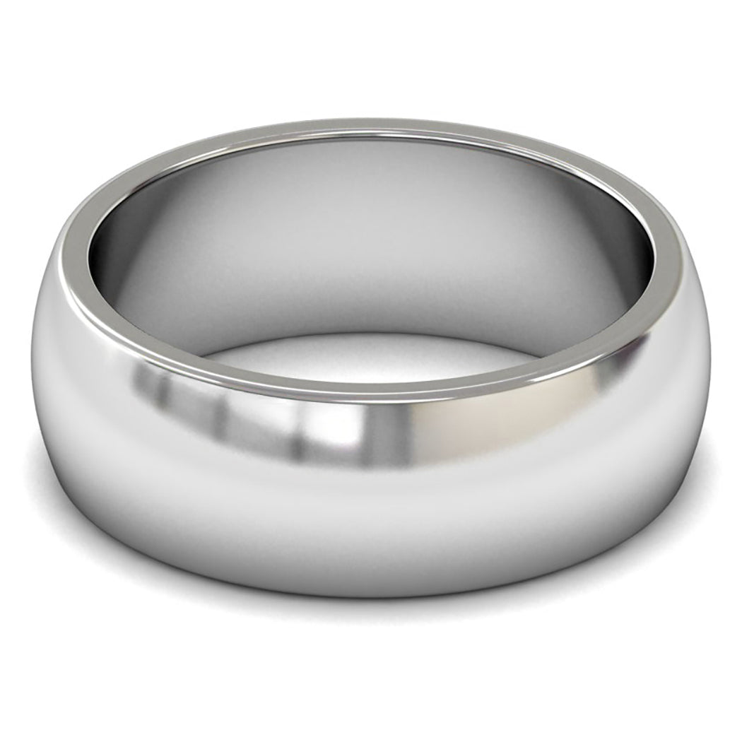 Platinum 950 8mm Heavy Weight D Shape Wedding Ring