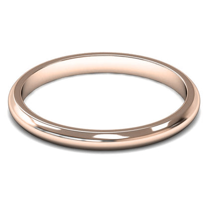 14ct Rose Gold 2mm Light Weight D Shape Wedding Ring