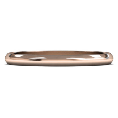 14ct Rose Gold 2mm Light Weight D Shape Wedding Ring