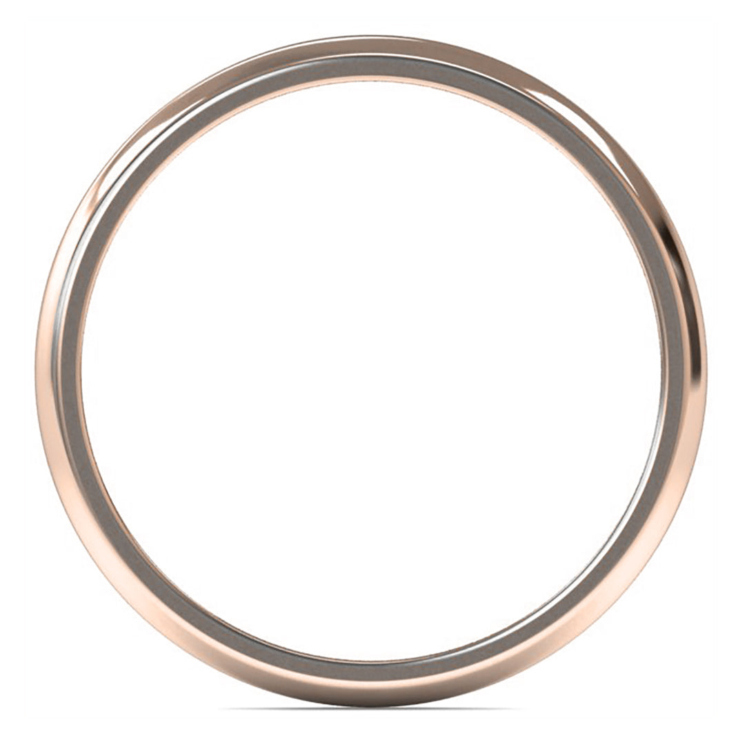 14ct Rose Gold 2mm Light Weight D Shape Wedding Ring