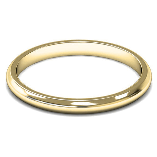 14ct Yellow Gold 2mm Light Weight D Shape Wedding Ring