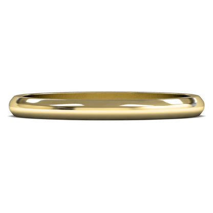 14ct Yellow Fairtrade Gold 2mm Light Weight D Shape Wedding Ring