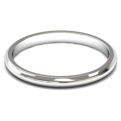 18ct White Gold 2mm Light Weight D Shape Wedding Ring