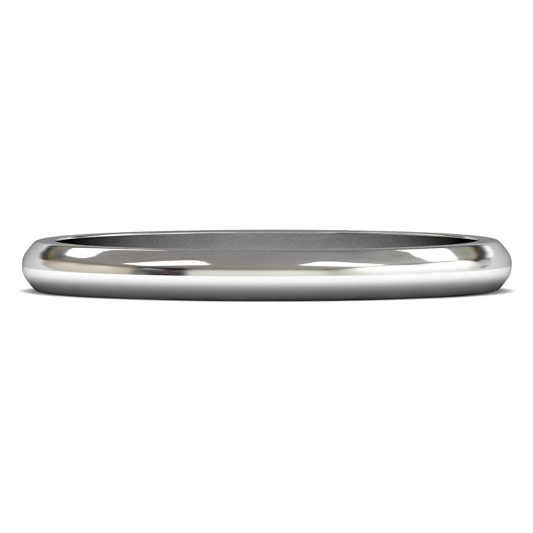 18ct White Fairtrade Gold 2mm Light Weight D Shape Wedding Ring