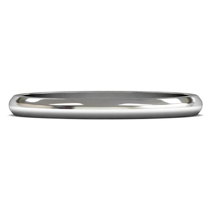 18ct White Gold 2mm Light Weight D Shape Wedding Ring