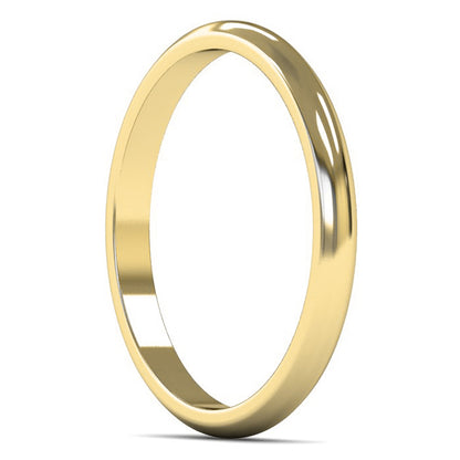 9ct Yellow Gold 2mm Light Weight D Shape Wedding Ring